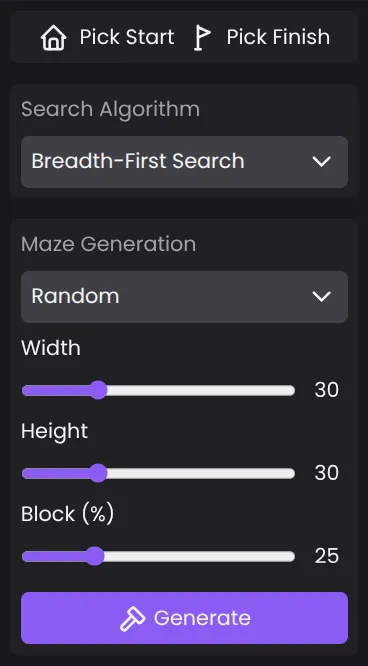 Labyrinth controls with the sidebar closed