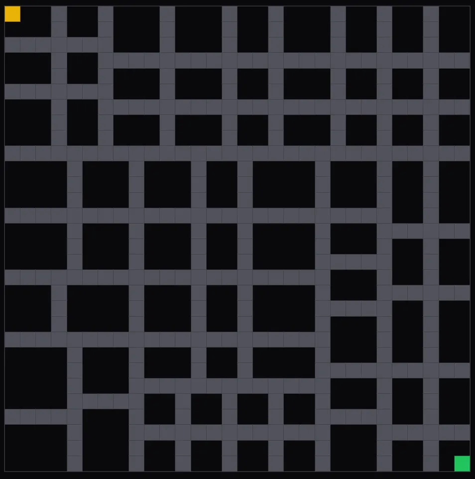 A maze created with recursive division in Labyrinth